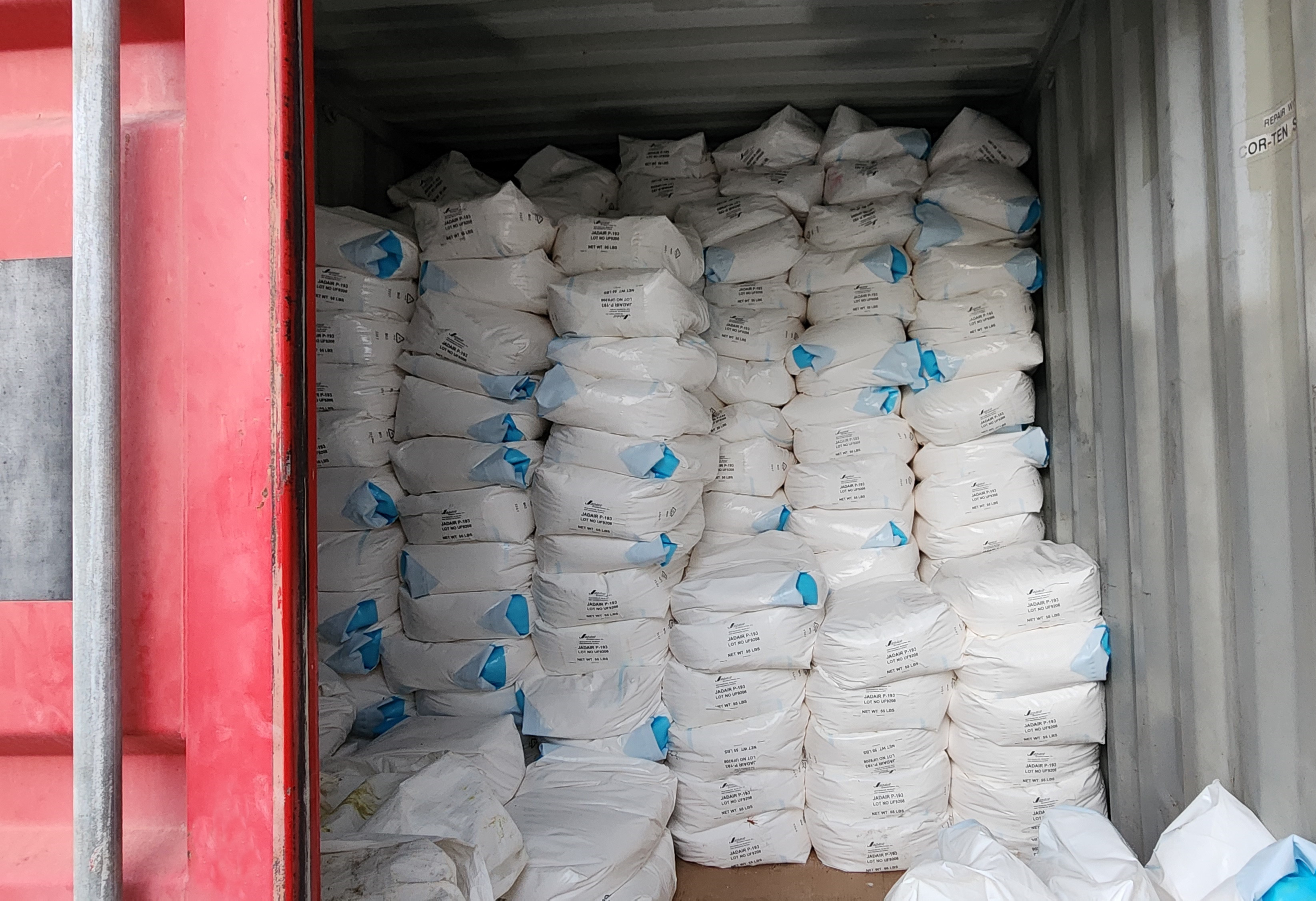 Container Full Of Bags Of Polymer From Jadair