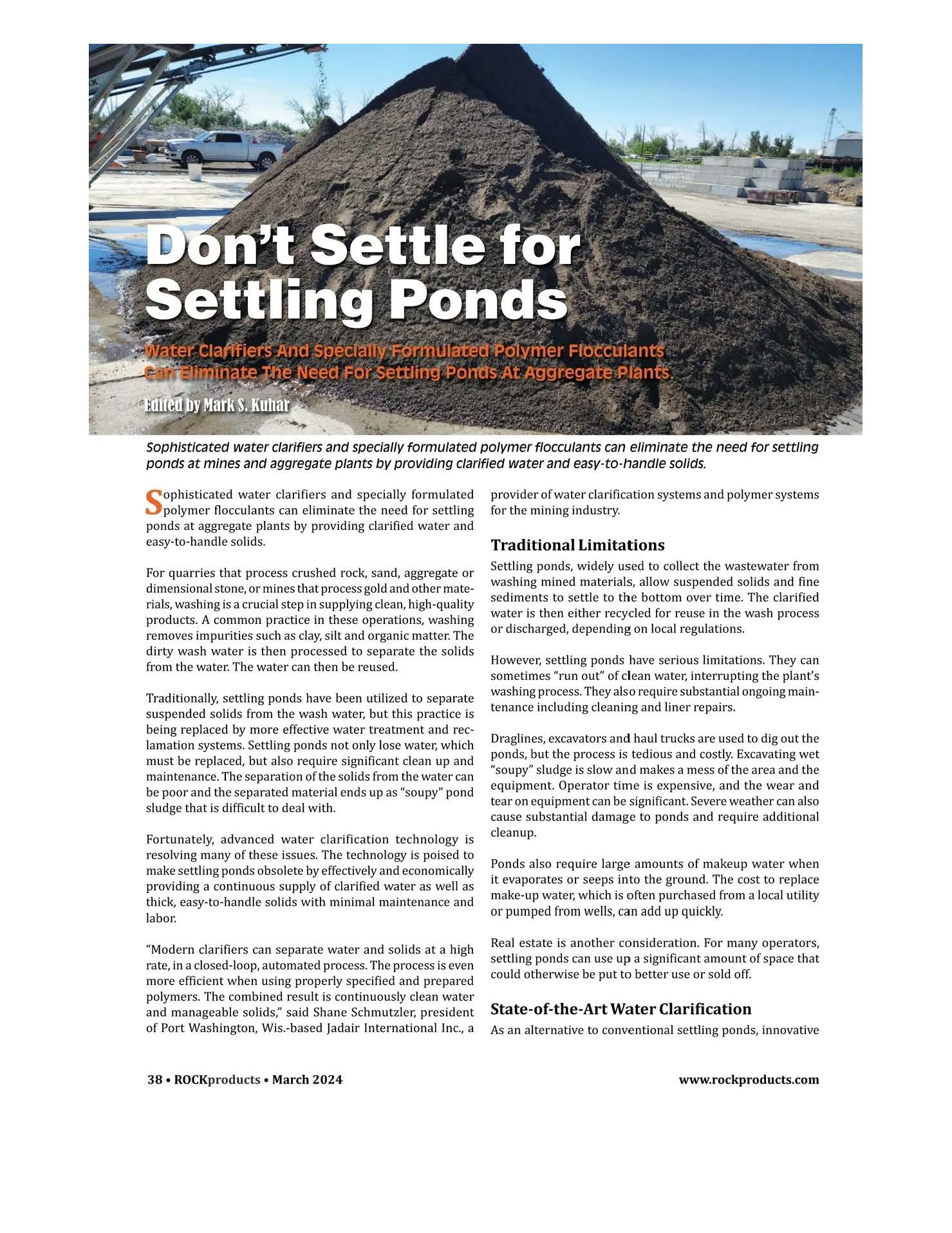 Jadair Settler Clarifier Systems Rock Products Magazine March 2024 Issue